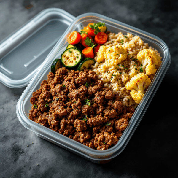 Proteína de soja texturizada + arroz integral + legumes