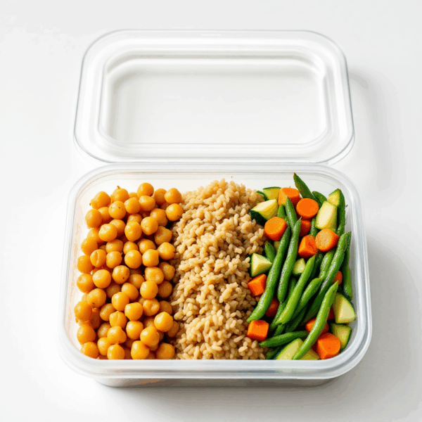 Grão de bico + arroz integral + legumes